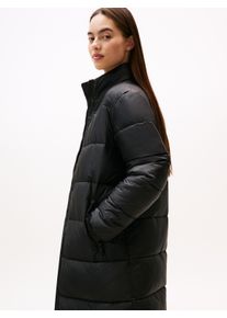 Steppmantel Tommy Jeans "TJW MAXI PCKBL HOOD ESS PUFFER", Damen, Gr. XL (42), schwarz, Web, Obermaterial: 100% Nylon, unifarben, lang, elastischer Bund, M&auml;ntel Steppmantel