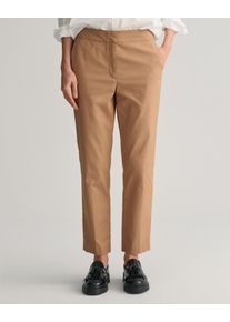 Stoffhose Gant "SLIM SLACK", Damen, Gr. 46, N-Gr, gr&uuml;n (warm khaki), Web, Obermaterial: 59% Baumwolle, 38% Polyamid, 3% Elasthan, slim fit normal, Hosen Stoffhose, mit B&uuml;gelfalten an Vorder- und R&uuml;ckseite
