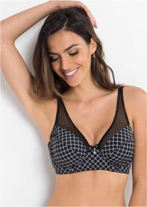 Minimizer-BH bonprix "Minimizer-BH mit Mesh", Damen, Gr. 80, Cup E, schwarz (schwarz, wei&szlig; bedruckt), Obermaterial: 80% Polyamid, 20% Elasthan. Futter: 92% Polyamid, 8% Elasthan, BHs Minimizer-BH, Minimizer-Funktion, klassische Passform, aus Polyamid und Elasthan