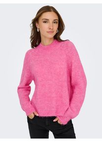 Jacqueline de Yong Stehkragenpullover JDY "JDYZOEY LIFE L/S HN RAGLAN PUL KNT NOOS", Damen, Gr. XL, pink cosmos detail:melange, Strick, Obermaterial: 70% Polyester, 21% Nylon, 8% Wolle, 1% Elasthan, meliert, h&uuml;ftlang, hoch geschlossener Ausschnitt, Pullover Stehkragenpullover