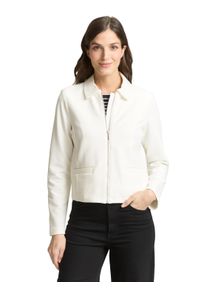 Jackenblazer Tom Tailor, Damen, Gr. XL, whisper wei&szlig;, Web, Obermaterial: 54% Baumwolle, 43% Polyester, 3% Elasthan, unifarben, regular fit taillenbedeckt, gerader Abschluss, Blazer Jackenblazer, mit Kragen