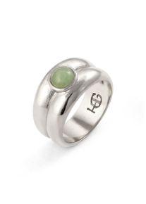 Silberring HAZE & GLORY "Ring Bandring Jade Gr&uuml;n 925 Sterling Silber" Gr. 52, silber, Fingerringe, Damen, 52, Silber 925 (Sterlingsilber), Silberring