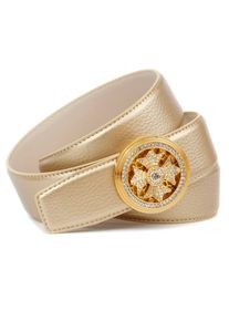 Lederg&uuml;rtel Anthoni Crown, Damen, Gr. 95, gold (goldfarben), Leder, unifarben, G&uuml;rtel Lederg&uuml;rtel, mit Schmuckschlie&szlig;e und Drehmechanismus, Steppn&auml;hte