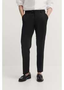 Anzughose Bugatti, Herren, Gr. 28, Untersetztgr&ouml;&szlig;en, schwarz (290, schwarz), 66% Polyester, 21% Viskose, 10% Polyamid, 3% Elasthan, unifarben, gerade, unten schmal, Hosen Anzughose, mit Stretch & B&uuml;gelfalte