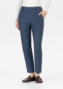 Stoffhose Stehmann, Damen, Gr. 46, N-Gr, blau (marine), Web, Obermaterial: 68% Polyester, 26% Viskose, 6% Elasthan, gestreift, straight fit 7/8-L&auml;nge, Hosen Stoffhose, mit Nadelstreifen, aus Viskose und Elasthan