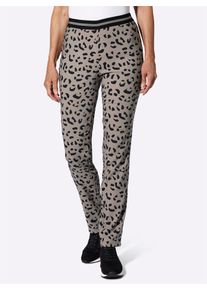 Webhose Classic Basics, Damen, Gr. 46, Normalgr&ouml;&szlig;en, grau (schwarz, taupe, bedruckt), 85% Polyester, 12% Viskose, 3% Elasthan, gemustert, Hosen Webhose