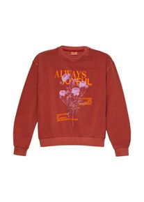 Sweater s.Oliver JUNIOR, M&auml;dchen, Gr. 170/176, rot (dusty rot), Sweatware, Obermaterial: 90% Baumwolle, 10% Polyester, bedruckt, regular fit taillenbedeckt, Rundhals, Rippb&uuml;ndchen, Sweatshirts Sweater, mit Frontprint
