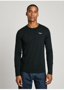 Langarmshirt Pepe Jeans, Herren, Gr. XL, schwarz, Jersey, Obermaterial: 95% Baumwolle, 5% Elasthan, slim fit normal, Rundhals, Shirts Langarmshirt