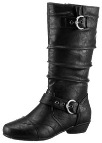 Stiefel ANISTON SHOES, Damen, Gr. 41 (7/7,5), Varioschaft, schwarz, Lederimitat, unifarben, Schuhe Stiefel, mit gerafftem Schaft - NEUE KOLLEKTION, Topseller