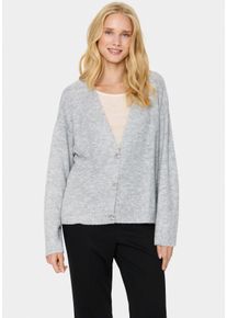 Strickjacke Saint Tropez "HayaSZ Cardigan", Damen, Gr. S (36), grau (pearl grau mel), Strick, Obermaterial: 57% Polyamid, 40% Polyester, 3% Elasthan, meliert, Strickjacken Strickjacke, aus Glitzergarn