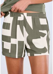 Pyjamashorts French Connection, Damen, Gr. 46, N-Gr, wei&szlig; (gr&uuml;n, wei&szlig;, gemustert), Web, Obermaterial: 100% Viskose, gemustert, loose fit kurz, Hosen Pyjamashorts, in gewebter Hemdenqualit&auml;t