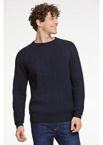 Strickpullover LINDBERGH, Herren, Gr. S, navy, Strick, Obermaterial: 80% Wolle, 20% Polyamid, unifarben, relaxed fit h&uuml;ftbedeckend, Rundhals, Strickb&uuml;ndchen, Pullover Strickpullover, mit Zopfmuster, hoher Wollanteil