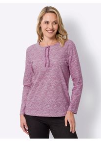 Langarmshirt Classic Basics "Langarm-Shirt", Damen, Gr. 48, lila (violett, ecru, bedruckt), 100% Baumwolle, gemustert, mehrfarbig, Rundhals, Shirts Langarmshirt