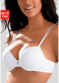 Push-up-BH Lascana, Damen, Gr. 75, Cup D, wei&szlig;, Microtouch, Obermaterial: 82% Polyamid (TACTEL), 18% Elasthan (LYCRA), BHs Push-up-BH, mit B&uuml;gel und mit Spaghettitr&auml;gern, Dessous