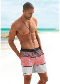 Badeshorts Bench. "Mac", Herren, Gr. S (46/48), N-Gr, bunt (schwarz, bordeaux, grau), Microfaser, Polyester, bedruckt, Badehosen Badeshorts, im trendigen Blockstreifen-Look