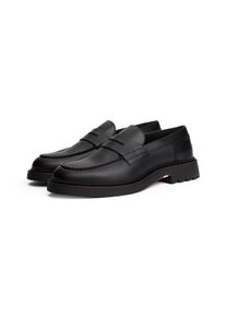 Slipper Tommy Hilfiger "HILFIGER COMFORT LWT LTH LOAFER", Herren, Gr. 40, schwarz, Nappaleder, Schuhe Slipper, Abendschuh, Loafer, Businessschuh mit abgesteppter Naht