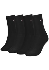 Socken Tommy Hilfiger "TH WOMEN 4P SOCK ECOM", Damen, Gr. 39-42, schwarz, Baumwollmischung, unifarben, normal, Socken Socken, mit Logostickerei, Topseller