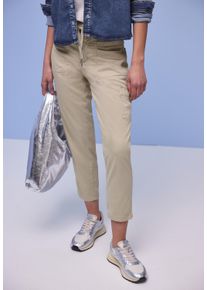 Jogger Pants Street One "Style Bonny", Damen, Gr. 46, L&auml;nge 28, cobble stone, Web, Obermaterial: 60% Lyocell, 37% Baumwolle, 3% Elasthan, unifarben, 7/8-L&auml;nge, Hosen Jogger Pants, mit Cargo-Taschen und Kordelzug, Topseller