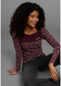 Langarmshirt Kangaroos, Damen, Gr. 40/42, rot (bordeaux), Rippware, Obermaterial: 100% Baumwolle, sehr figurbetont h&uuml;ftbedeckend, Rundhals, Shirts Langarmshirt, Langarm, sehr figurbetont, aus Baumwolle, Topseller