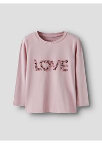 Langarmshirt name it "NMFNONA LS TOP", M&auml;dchen, Gr. 98, lila (burnished lila), Jersey, Obermaterial: 95% Baumwolle, 5% Elasthan, bedruckt, Rundhals, Shirts Langarmshirt