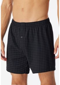 Boxershorts Schiesser "Cotton Casual", Herren, Gr. 10, schwarz (000, schwarz), Single Jersey, Obermaterial: 100% Baumwolle, weit, Unterhosen Boxershorts, mit Eingriff, kariert