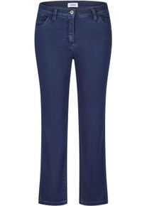 5-Pocket-Hose KjBRAND "Fanni Frame", Damen, Gr. 46, N-Gr, blau (denim stoned), Web, Obermaterial: 71% Baumwolle, 25% Polyester, 4% Elasthan, unifarben, figurbetont kn&ouml;chellang, Hosen 5-Pocket-Hose, mit Taschen