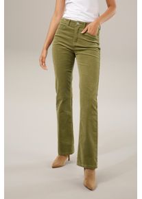 Cordhose Aniston CASUAL, Damen, Gr. 46, N-Gr, gr&uuml;n (moosgr&uuml;n), Cord, Obermaterial: 98% Baumwolle, 2% Elasthan, leicht gl&auml;nzend, unifarben, sehr figurbetont lang, Hosen Cordhose, in trendiger Bootcut-Form, Topseller