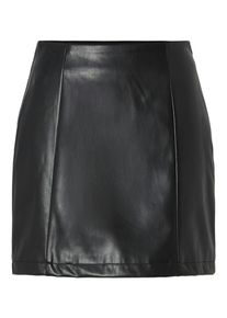 Minirock Pieces "PCVERA HW SHORT SKIRT NOOS WB PU", Damen, Gr. XS, schwarz, Web, Obermaterial: 100% Polyester, unifarben, figurbetont kniefrei, R&ouml;cke Minirock, mit leicht gl&auml;nzender Optik