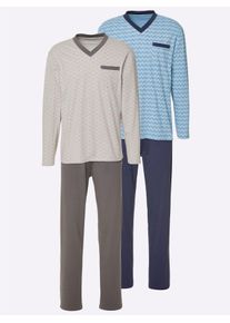 w&auml;schepur Schlafanzug W&Auml;SCHEPUR, Herren, Gr. 44/46, blau (marine, stahlgrau), 100% Baumwolle, Homewear-Sets Schlafanzug