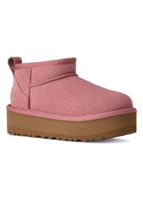 UGG Australia Schlupfboots UGG "KIDS' CLASSIC ULTRA MINI PLATFORM", M&auml;dchen, Gr. 3 (35), ros&eacute;, Veloursleder, Schuhe Schlupfboots, Plateaustiefel, Boots, Winterboots mit Plateau