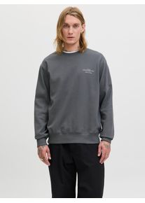 Jack & Jones Sweatshirt JACK & JONES "JPRBLACHAD BRANDING SWEAT CREW NECK LN", Herren, Gr. XS, volcanic ash, angeraute Sweatware, Obermaterial: 95% Baumwolle, 5% Elasthan, bedruckt, relaxed fit normal, Rundhals, Rippb&uuml;ndchen, Sweatshirts Sweatshirt