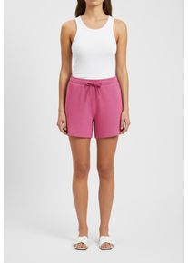 Shorts BOSS "Ottoman", Damen, Gr. L, N-Gr, lila (medium lila 510), Jersey, Obermaterial: 98% Modal, 2% Elasthan, ca. Mitte Oberschenkel, Hosen Shorts, mit Ottoman-Struktur und Logo-Kordel