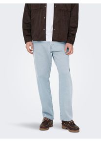 Only & Sons Regular-fit-Jeans ONLY & SONS "ONSEDGE STRAIGHT JAX BOX TAI DNM NOOS", Herren, Gr. 36, L&auml;nge 32, light blau bleached denim, Denim/Jeans, Obermaterial: 100% Baumwolle, unifarben, regular fit kn&ouml;chellang, Jeans Regular-fit-Jeans