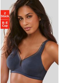 T-Shirt-BH Petite Fleur, Damen, Gr. 100, Cup E, blau (marine, wei&szlig;), Jersey, Obermaterial: 93% Baumwolle, 7% Elasthan, BHs T-Shirt-BH, ohne B&uuml;gel aus Baumwolle, Basic Dessous