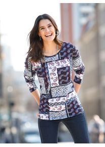 Langarmshirt Inspirationen "Shirt", Damen, Gr. 50, blau (marine, bedruckt), 50% Baumwolle, 50% Modal, bedruckt, gemustert, mehrfarbig, Rundhals, Shirts Langarmshirt