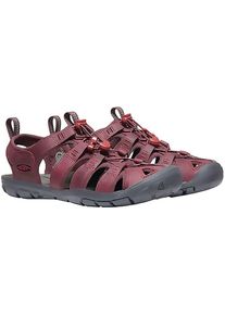 Sandale Keen "CLEARWATER CNX LEATHER", Damen, Gr. 37, rot (weinrot), Leder, Schuhe Sandale