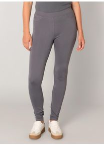 Jeggings Base Level "Ornika", Damen, Gr. 46, N-Gr, grau (dunkelgrau), Web, Obermaterial: 65% Viskose, 30% Nylon, 5% Elasthan, unifarben, figurbetont kn&ouml;chelfrei, Hosen Jeggings, Bequemes Material in Skinny-Fit-Optik