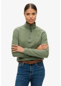Fleecepullover Superdry "POLAR FLEECE HALF ZIP", Damen, Gr. L, laurel khaki, Fleece, Obermaterial: 100% Polyester, unifarben, slim fit normal, ohne Ausschnitt, Sweatshirts Fleecepullover