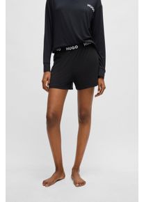 Schlafshorts HUGO UNDERWEAR "UNITE Shorts", Damen, Gr. XS (34), N-Gr, schwarz (schwarz 001), Single Jersey, Obermaterial: 93% Viskose, 7% Elasthan, unifarben, normal lang, Hosen Schlafshorts, mit Hugo Logo-Elastiktape am Bund