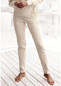 Strickhose Lascana, Damen, Gr. 44/46, N-Gr, beige (creme), Strick, Obermaterial: 52% Polyester, 44% Polyacryl, 4% Elasthan, meliert, unifarben, bequem lang, Hosen Strickhose, aus weichem Strick, Loungewear