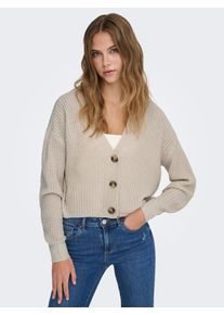 Strickjacke Only "ONLCAROL NICE L/S CARDIGAN KNT NOOS", Herren, Gr. XL, grau (pumice stone), Strick, Obermaterial: 100% Polyacryl, unifarben, regular fit h&uuml;ftlang, V-Ausschnitt, Rippb&uuml;ndchen, Strickjacken Strickjacke, Kunstfaser, regular fit