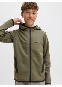Jack & Jones Kapuzensweatjacke JACK & JONES JUNIOR "JCOFUSION SWEAT ZIP HOOD NOOS JNR", Jungen, Gr. 128, grape leaf, angeraute Sweatware, Obermaterial: 58% Polyester, 42% Baumwolle, unifarben, regular fit normal, Rippb&uuml;ndchen, Sweatjacken Kapuzensweatjacke