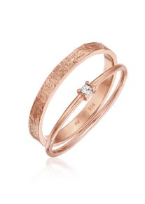 Ring-Set Elli "Ring Stapelring Kristall Solit&auml;r Bandring Set 925 Silber" Gr. 54, rosa (rosegold), Fingerringe, Damen, 54,mit Stein, Silber 925 (Sterlingsilber), 2mm, Ring-Set