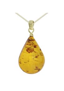 Kette und Anh&auml;nger Set OSTSEE-SCHMUCK "- Tropfen ca. 26 mm lang - Gold 333/000 - Bernstein" Gr. 45, gold (gold 333, goldfarben, gelb), Schmuck_Sets, Damen, 45, Gelbgold 333, Kette und Anh&auml;nger Set