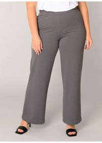 Treggings Base Level Curvy "Arah", Damen, Gr. 46, L&auml;nge 32, grau (dunkelgrau), Web, Obermaterial: 97% Polyester, 3% Elasthan, unifarben, loose fit extralang, Hosen Treggings, mit elastischem Bund