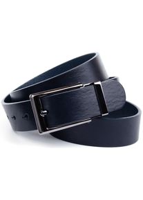 Lederg&uuml;rtel Anthoni Crown, Herren, Gr. 90, blau, Leder, unifarben, G&uuml;rtel Lederg&uuml;rtel, mit schwarz gl&auml;nzender Schlie&szlig;e