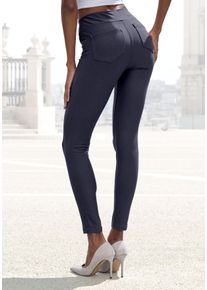 H.I.S. Leggings H.I.S, Damen, Gr. 36/38, N-Gr, blau (marine), Obermaterial: 70% Baumwolle, 25% Polyester, 5% Elasthan, unifarben, Basic, Hosen Leggings, im Schlupfhosen Style, Topseller
