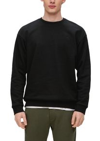 Sweatshirt QS, Herren, Gr. XL, schwarz, Obermaterial: 60% Baumwolle, 40% Polyester, unifarben, regular fit normal, Rundhals, Rippb&uuml;ndchen, Sweatshirts Sweatshirt, mit Logo Stickerei