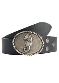 Lederg&uuml;rtel RETTUNGSRING G&Uuml;RTEL, Damen, Gr. 100, blau (dunkelblau), Leder, unifarben, G&uuml;rtel Lederg&uuml;rtel, Schlie&szlig;e &raquo;Seepferd Oval Silber Mit Swarovski-Kristall Verdelt&laquo;