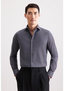 Businesshemd Seidensticker "Schwarze Rose", Damen, Gr. M (39), normale &Auml;rmell&auml;ngen, grau, 100% Baumwolle, Hahnentrittmuster, slim fit, 2-Knopf-Manschette, Hemden Businesshemd, Slim 1/1 Kentkragen Pepita